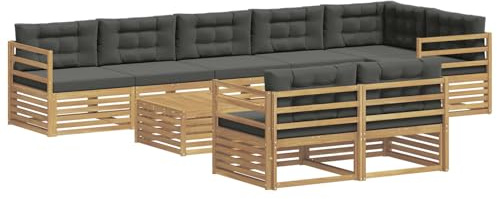 vidaXL Outdoor-Sofagarnitur mit Kissen 9 pcs Weiß und Anthrazit, Gartenlounge, robuster Outdoor-Sofa, modulares Möbel für Terrasse, Sitzbereich und Gemütlichkeit