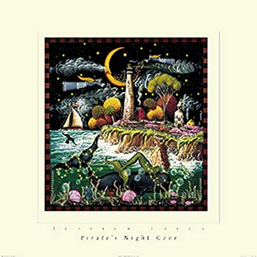Buyartforless Jessica Fries Poster Pirates Night Cove, 25,4 x 25,4 cm