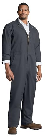 Red Kap Overol de manga larga de sarga para hombre, gris oscuro, 50 Lange