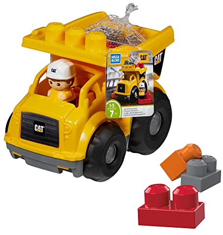 MEGA Bloks CND88 - Cat-Lastwagen mit funktionierendem Kippbehälter, Spielzeug ab 1 Jahr