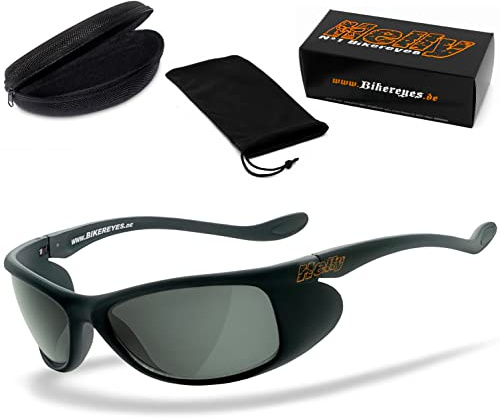 HELLY® - No.1 Bikereyes® | Bikerbrille, Motorradbrille, Motorrad Sonnenbrille | beschlagfrei, winddicht, bruchsicher | TOP Tragegefühl (polarisierend [top speed 4])