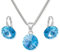 LILLY MARIE Damen Schmuck Set Mit Längenverstellbarer Kette Und Blauen Kristallanhängern Aus Sterlingsilber
