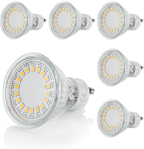 Sweet Led GU10 Lampen Strahler 230V Spots 5W 430 Lumen LED-Leuchtmittel aus Glas mit Keramiksockel - Ersatz für Halogenlampen - 3000K warmweiß (6 Stück)