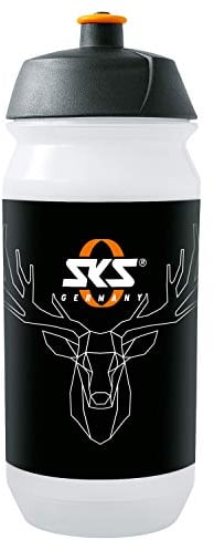 SKS GERMANY Fahrradflasche Shiva Hirsch Design, Zubehör (Trinkflasche mit Shiva-Verschluss, viel Volumen, auslaufsicheres Push-Pull-Ventil, Wasserflasche in Hirsch-Design), Transparent