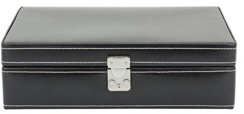 Friedrich Lederwaren Uhrenkoffer Uhrenkasten Uhrenbox Leder schwarz für 10 Uhren
