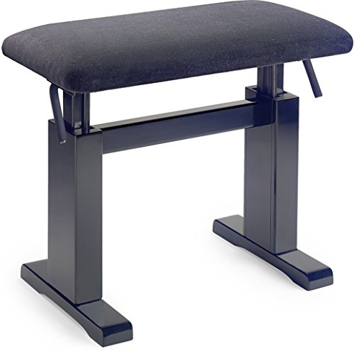 Stagg PBH 780 BKM VBK Hydraulic Piano Bench, Matte Black with Black Velvet Seat Cushion