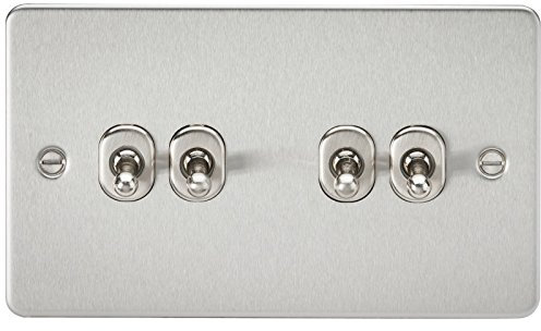 Knightsbridge FP4TOGBC FPAV4TOGBC Flat Plate 10A 4G 2 Way Toggle Switch-Brushed Chrome