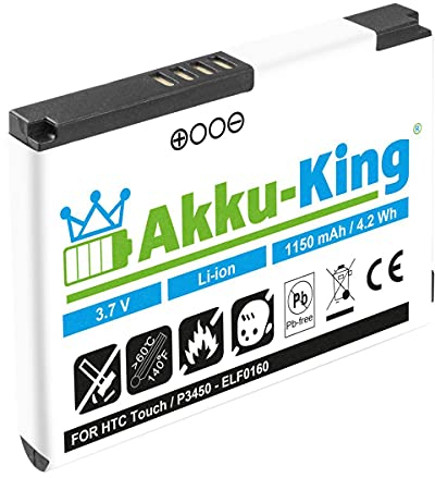 Akku-King Akku kompatibel mit HTC BA S230, ELF0160-1150 mAh - für Touch, MDA Touch, O2 Xda nova, Dopod S1, P3450, Touch Elf 100, Vodafone VPA Touch - Li-Ion