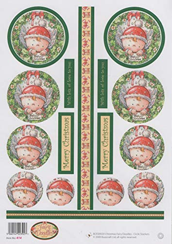 Buzzcraft 3D Die Cut Circle Stackers Decoupage Sheet - 414 Christmas Fairy Doodles