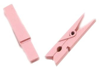 Generique - 25 Pinces à Linge en Bois Roses