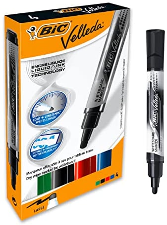 Bic 902099 Whiteboard-Marker Velleda Liquid Ink Pocket, 4er Etui