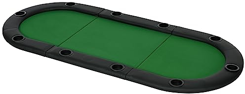 SPORTNOW Foldable Poker Mat for 10 Players, Oval Poker Table Top with Cup Holders, Portable Poker Table Cloth with Carrying Bag, 180 x 90cm - Green