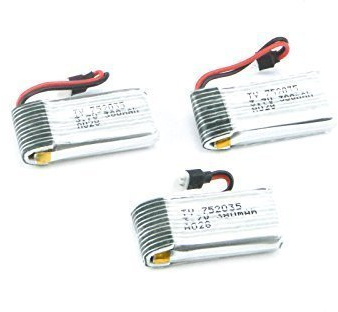 efaso Repuesto Hubsan x4 H107C-A24 - 3X Batería 3 ,7v, 380MAH - También para Amewi Sky Shadow, Rayline 310B, Hubsan H107, H107D, Cuadrocóptero 392 , Mjx F47