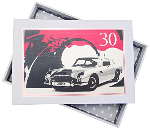 WHITE COTTON CARDS Fotoalbum zum 30. Geburtstag, Mini, Classic Car, weiß