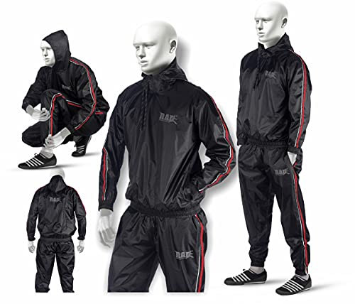 Rad felpa tuta da sauna esercizio allenamento fitness perdita di peso dimagrante boxe palestra con cappuccio, Red