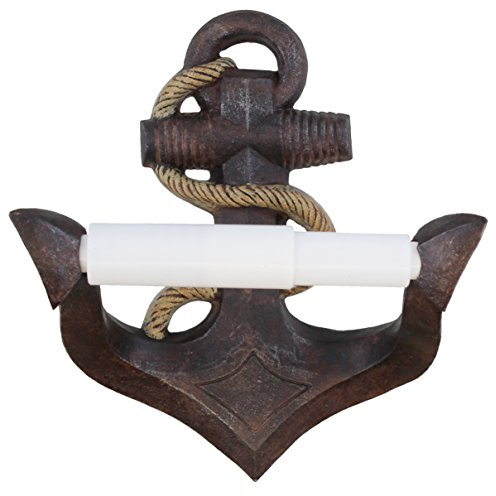 Toilettenpapierhalter mit Anker-Motiv, rustikal, mit Seil umwickelt, nautisches Dekor
