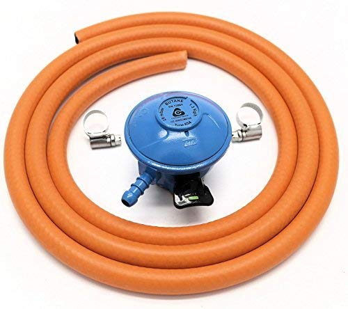 Cavagna 20Mm 28Mbar Butane Gas Regulator & 1 M Hose & 2 Hose Clips 5 Y Warranty