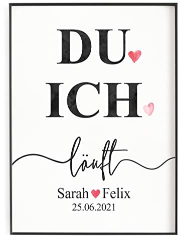 Geschenk zum Hochzeitstag Jahrestag für ihn sie Paar Valentinstag Kunstdruck personalisiert du ich läuft ungerahmt