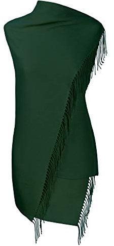 fiolini Pashmina Schal Stola Umschlagtücher Tuch für Damen - Super Weich – (dunkelgrün)