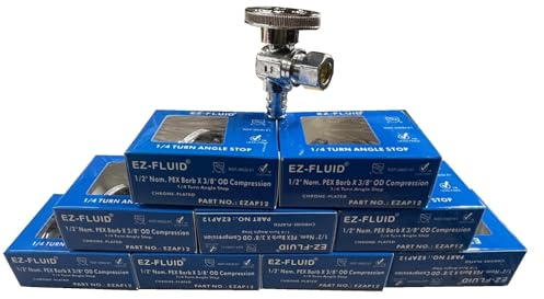 EZ-FLUID 1,27 cm PEX Widerhaken x 3/8 Zoll Comp Chrom-Messing 1/4 Drehwinkel Absperrkugelhahn (10 Stück)