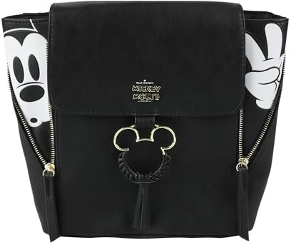 Bioworld Disney Mickey Mouse Mini Backpack Purse, Black, White, One size, Modern