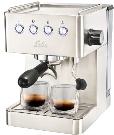 Solis Máquina para hacer espresso/portafiltros, tamaño de taza programable, boquilla de vapor/agua caliente, soporte de colador profesional de 58 mm, barista Gran Gusto