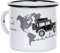 MUGSY I Emaille Tasse Drive Travel Explore Overlander, Offroad Motiv & Weltkarte, weiß, Outdoor Tasse mit Spruch I 330ml