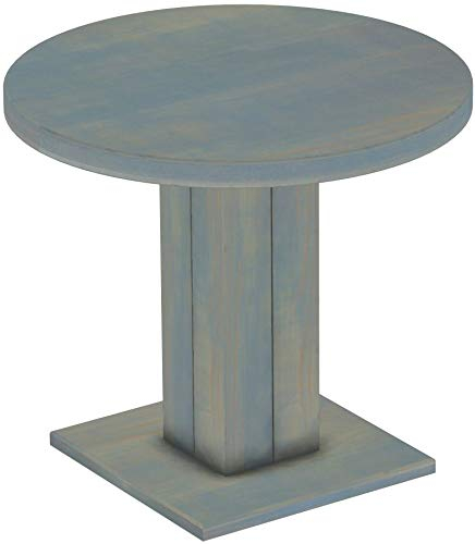 B.R.A.S.I.L.-Möbel Brasilmöbel Säulentisch Rio UNO Rund 90 cm Taubengrau Tisch Esstisch Pinie Massivholz Esszimmertisch Holz Küchentisch Echtholz Größe und Farbe wählbar