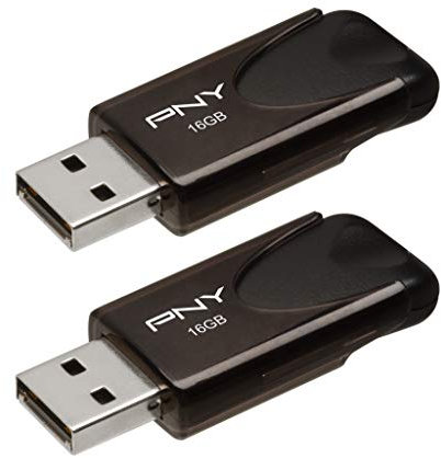 PNY - Attaché 4 USB-Stick (16 GB, USB 2.0, 2 Stück) Schwarz (P-FD16GX2ATT4-GE)