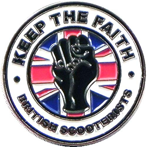 Mainly Metal TM Emaille-Anstecknadel Northern Soul 'Keep The Faith' UK Flagge (25 mm Brosche) Union Jack Scooter zweifarbig Ska Mann Hut