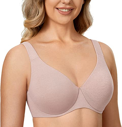 DELIMIRA Women's Minimiser Bra Plus Size Non Padded Underwired Seamless Comfort Bras Cameo Heather 34G