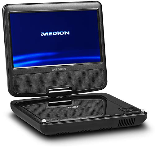 MEDION E72054 17,7 cm (7 Zoll) tragbarer DVD Player (drehbares Display, Auto-Kopfstützenhalterung, Autoadapter, Kopfhöreranschluss, USB, Xvid, AVI, MPEG4, MP3, Akku, Fernbedienung)