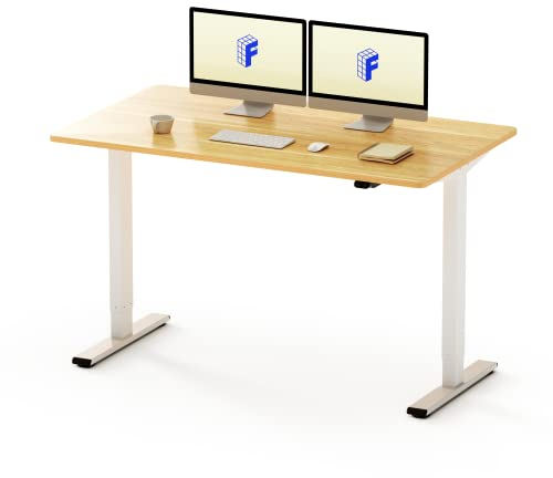 Flexispot EG1 Electric Height Adjustable Desk, FSC-Certified, 2-Way Telescope, Ergonomic Sitting/Standing Desk with Table Top (140 x 80 cm, White Frame, Maple)