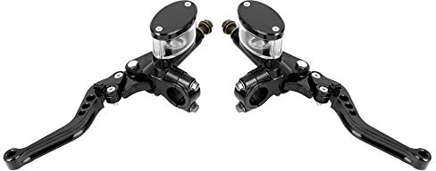 EVGATSAUTO Leva frizione pompa freno, 1 paio moto 7/8 pollici serbatoio pompa freno idraulico Leva frizione lega di alluminio nero