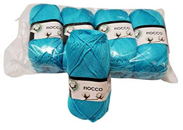 Filato di Cotone fiocco Turchese Chiaro 250gr Ferri Uncinetto Maglia