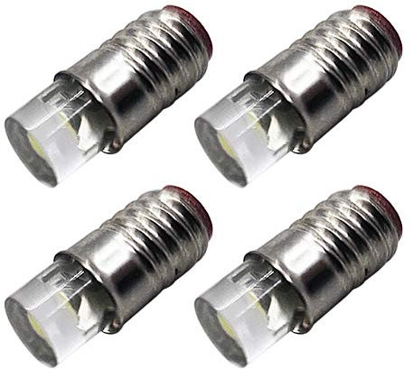 Ruiandsion 4 bombillas LED E5 con base de rosca E5 E5.5 LED de 3 V para luces de tren, color blanco