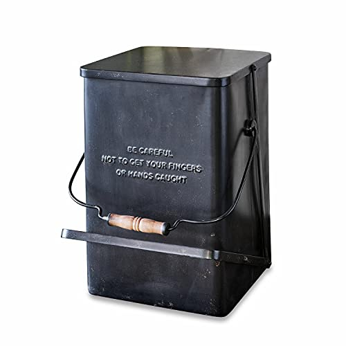 Loberon Poubelle Connoly - Fer - H/L/P env. 41/35/32.5 cm, Noir Vieilli