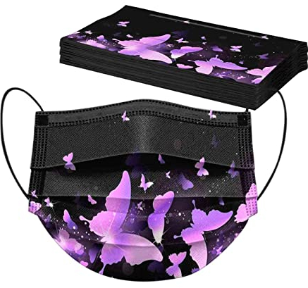 RUITOTP Weihnachten 10PCS Unisex Erwachsene Blumenmuster Schutz Schal - Mode Universal niedlich Print 3 Schicht elastische Earloop weichen Schal für Frauen Männer-21130-1