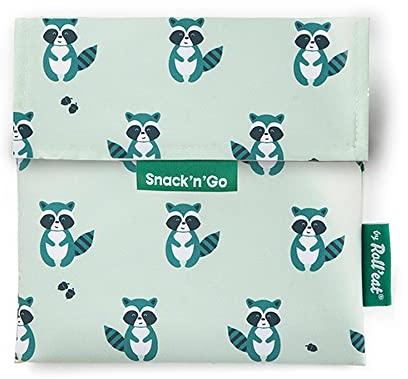 Roll'eat ®- Snack'n'Go Animals | Kinder Snack Beutel, Wiederverwendbarer und Ökologischer Snackhalter ohne BPA (Raccoon)
