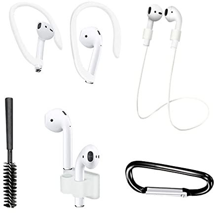 Tiardey Juego antipérdida de Auriculares inalámbricos de 6 Piezas,Que Incluye Cuerda antipérdida para Auriculares,Funda de Almacenamiento,Gancho para,Cepillo de Limpieza,para AirPods - Color Blanco
