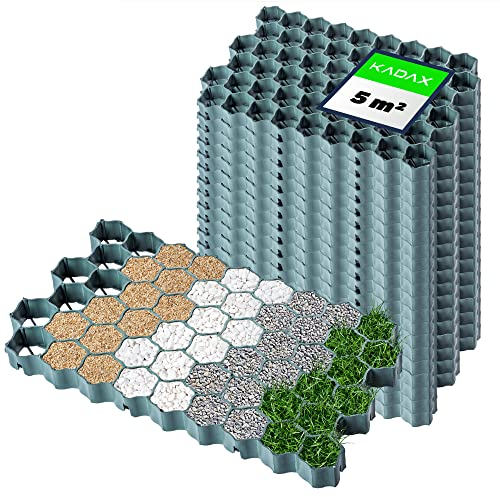 KADAX Dalles Stabilisatrices en Polyéthylène 60 x 40 cm, Stabilisateurs de Gravier, Dalles à Engazonner pour Jardins, Grilles de Gazon (Vert, Lot de 20)
