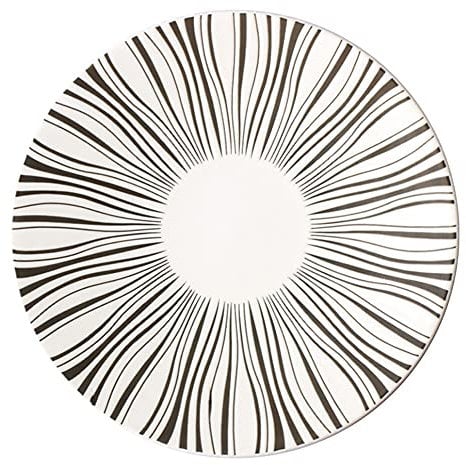 ULZWT Ceramic Dessert Plates, Round Dinning Plate With Black And White Striped,Dinner Plates Suitable For Dinners, Appetizers And Parties (Color : C, Size : 21 * 2.4CM)