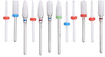 Tatiy 12Pcs Nail Drill Bit, Ceramic Grinding Drill Kits for Nails Shape Carve Polish, Electric Speed Cutting Tools Set for Nails Manicure Efile Pedicure, Home Salon
