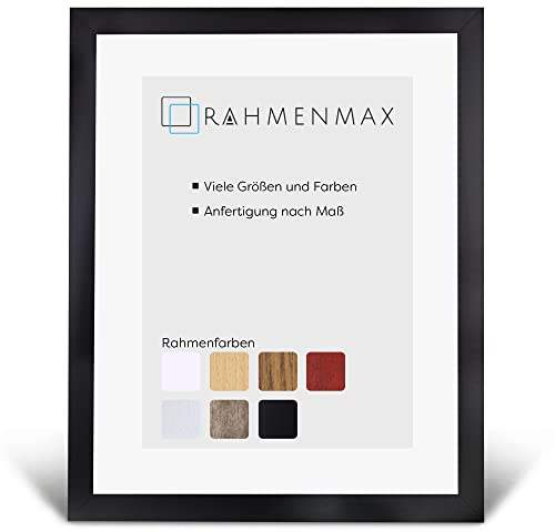 RahmenMax® Morena Bilderrahmen 24x34 cm zum Aufhängen/Bilderrahmen Maßanfertigung möglich/Posterrahmen aus MDF/Bilder Rahmen in Schwarz Matt mit klarem Acrylglas/Puzzle Rahmen