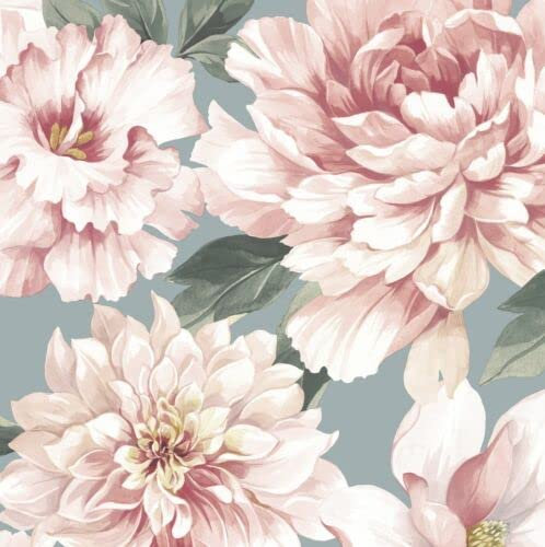 SOPHIE LAURENCE Celadon Floral Pink Duck Egg Design Wallpaper – Sample Only
