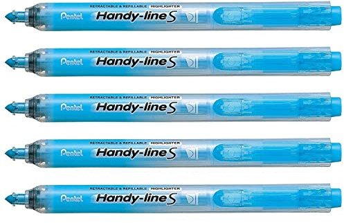 Pentel Textmarker Handy-Line S einziehbar / nachfüllbar hellblau 5 Stück