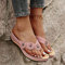 LUWAY Tong Sandale Plates Femme Été Plage Gladiateur Sandales T-Sangle Chaussures Femme Bohème Nu Pieds Bout Ouvert Confortable Tongs Claquette Léger Mode Mules,Rose,US6/EU37