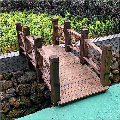 Gruytoie Pont De Jardin en Bois De 1,5 M, Pont en Arc Classique pour Extérieur avec Rails De Sécurité, Aménagement Paysager De Bassin Décoratif, Ruisseau Ou Ferme.