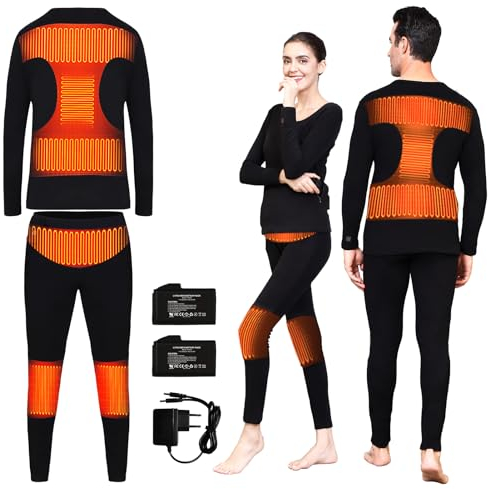 LONHEO Beheizbare Unterwäsche, Beheizte Unterwäsche mit Akku Beheizte Thermounterwäsche Elektrische für Herren und Damen