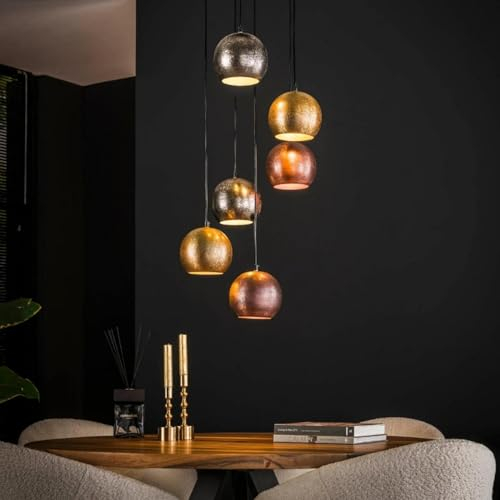 famlights Retro Pendellampe Edoardo für Esstisch/Hängeleuchte rustikal/Vintage Pendelleuchte/Esszimmerlampe industrial/Dimmbar - flammige Hängelampe Glas/Deckenleuchte/Pendelleuchte E276